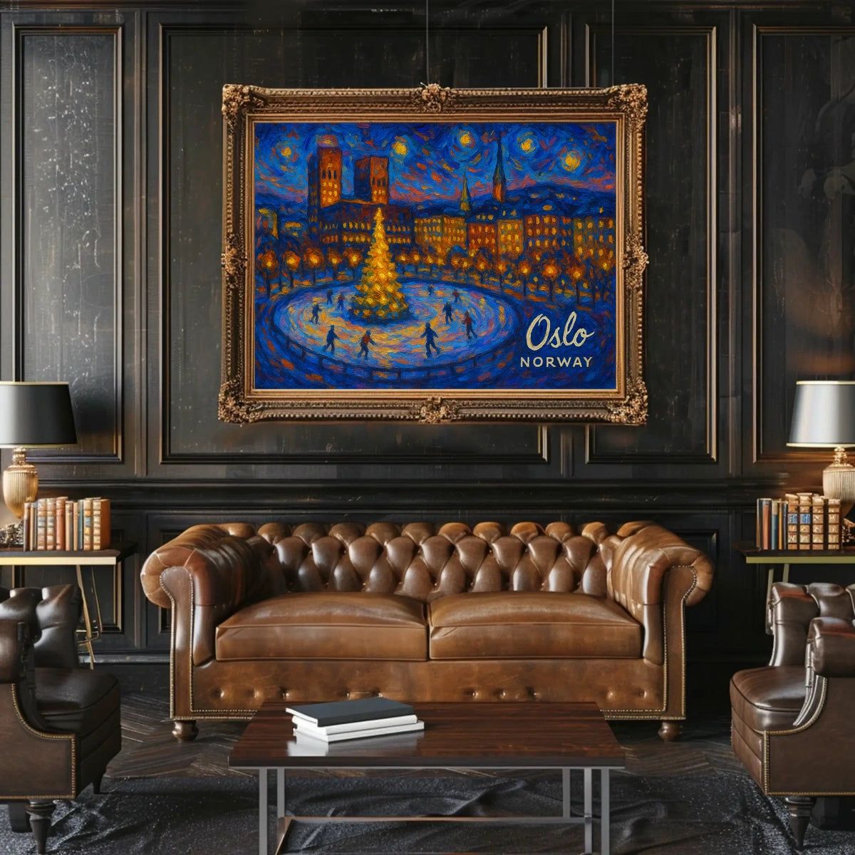 Oslo Winter Night Photography Realism Poster