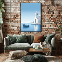 Mediterranean Escape Blue Coastal Scene Travel Poster