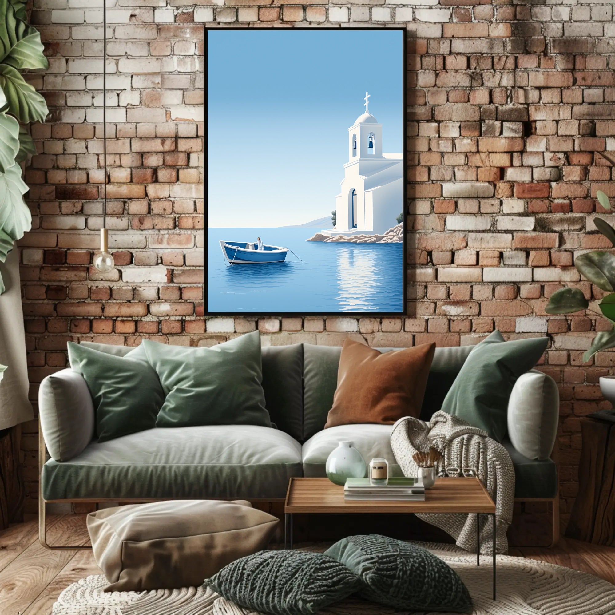 Mediterranean Escape Blue Coastal Scene Travel Poster