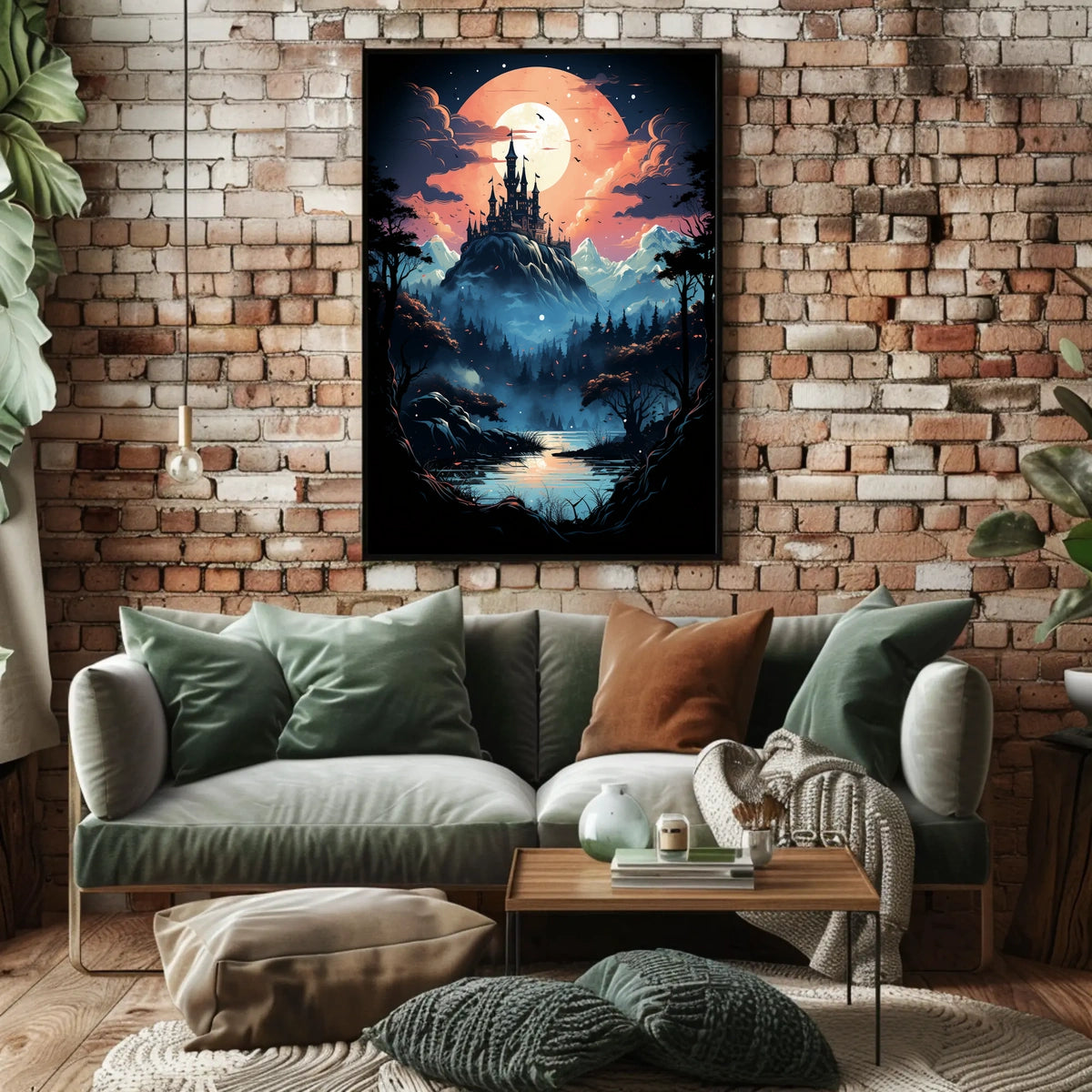 Fantasy Castle Scene in Mystical Landscape Futuristic Sci-Fi Poster