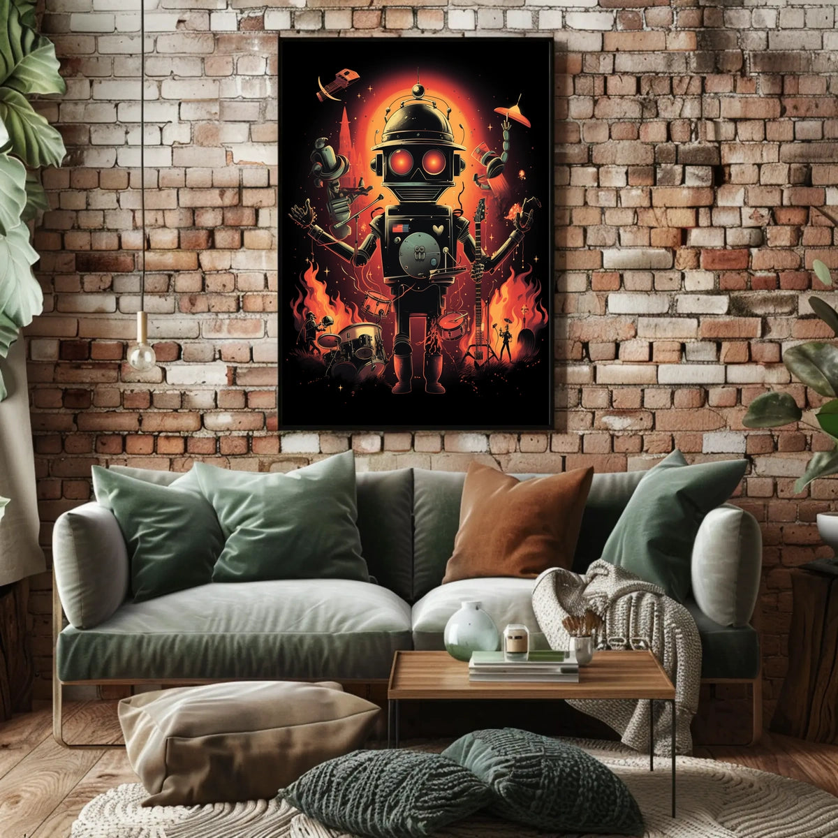 Robo Rock Revolution Poster Cyberpunk Synthesis Wall Art