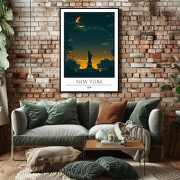 Statue Of Liberty Twilight Silhouette Poster Modern Wall Art