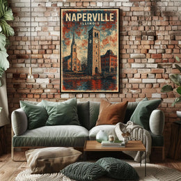 Naperville, Illinois Architectural Poster
