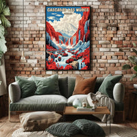 Waterfalls and Mountainscape Travel Poster