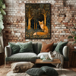 Whimsical Fox in Enchanted Forest Fantasy or Mythology Poster