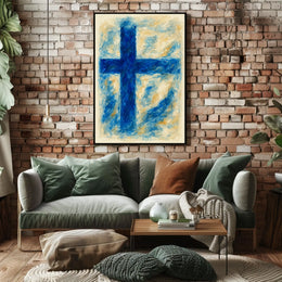 Abstract Blue Cross Abstract Poster