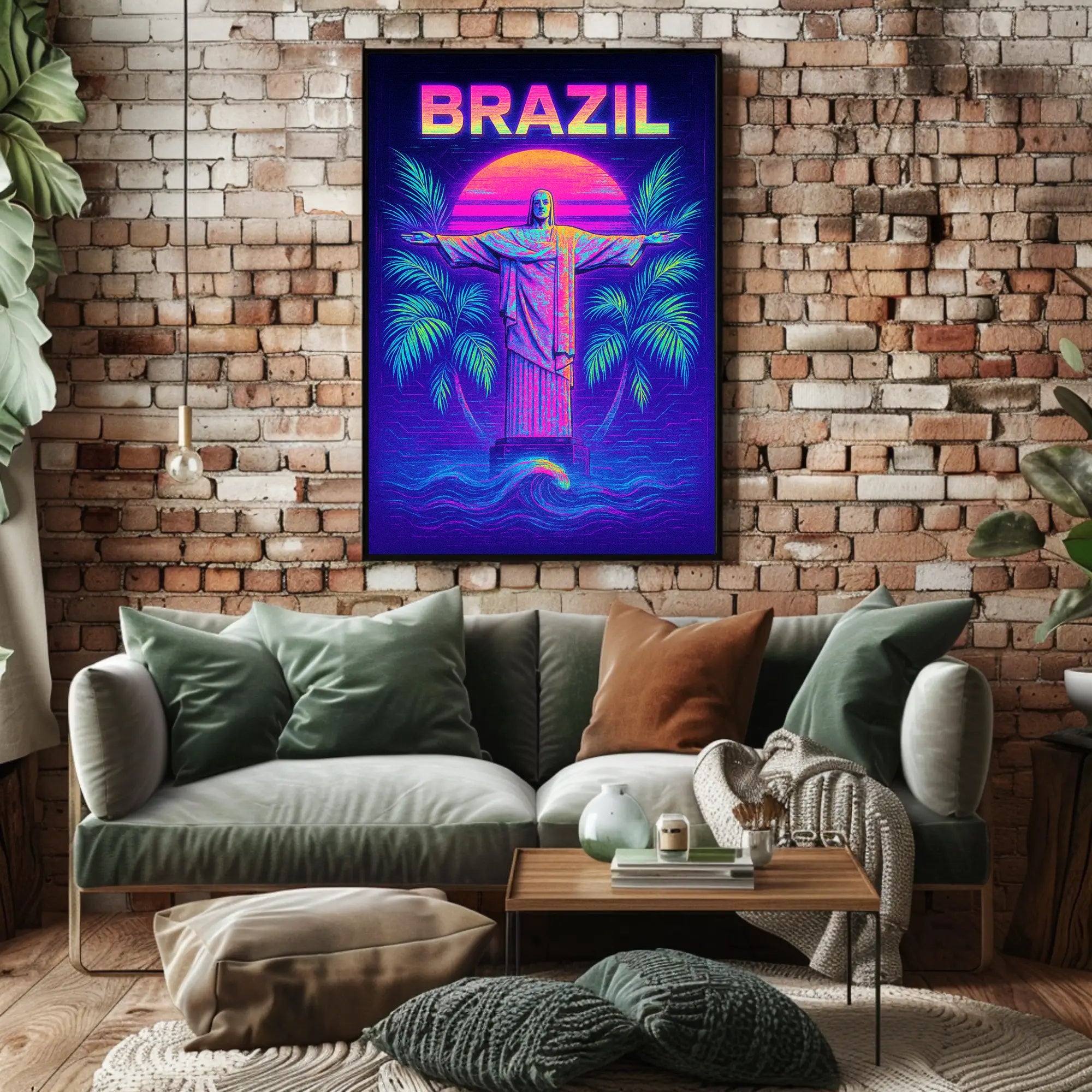 Brazil Neon Vibes Poster PosterGoat