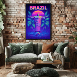 Brazil Neon Vibes Poster PosterGoat