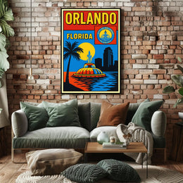 Orlando, Florida Vibrant Cityscape Poster PosterGoat
