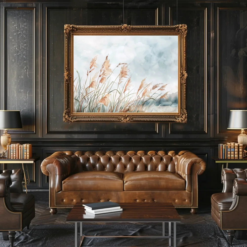 Serene Pampas Grass Watercolor Art Poster
