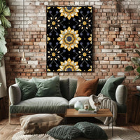Golden Floral Elegance Wall Art Print