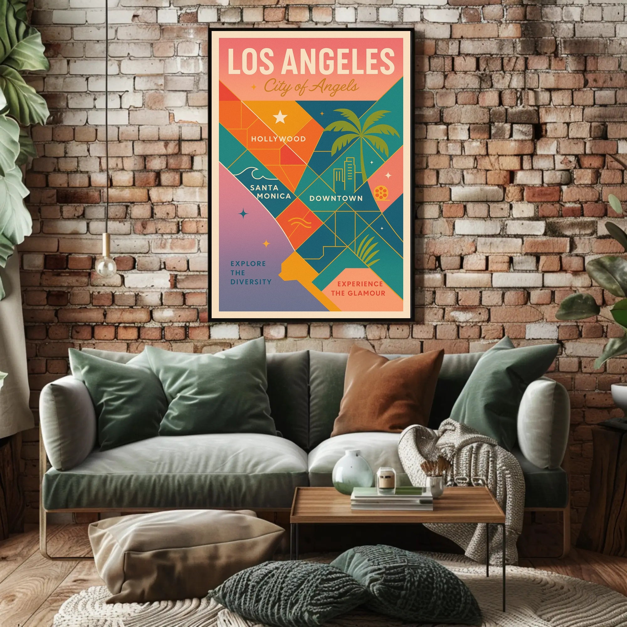 Vibrant Los Angeles Map Retro-Modern Travel Poster PosterGoat