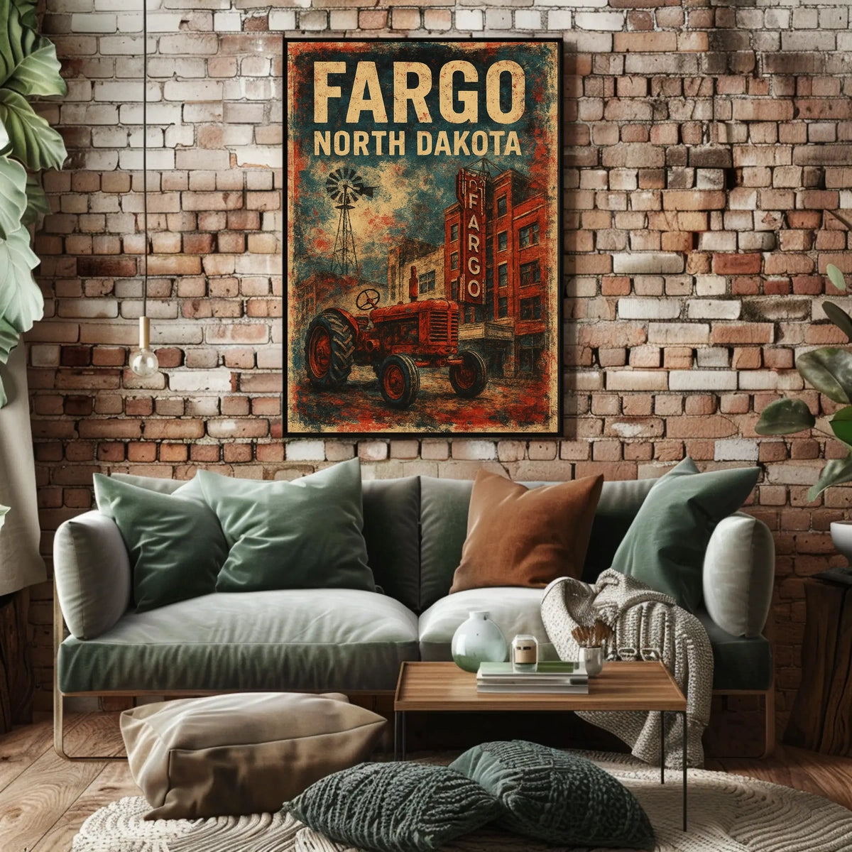 Fargo North Dakota Scenic Vintage Map Wanderlust Poster