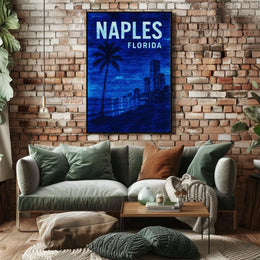 Naples Florida Poster 18x24 Wall Art Beach Sunset Scene