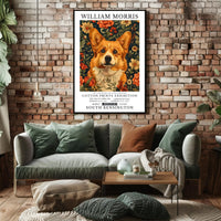 Corgi Art with Floral Elegance: Artistic Poster