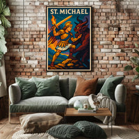 Saint Michael Archangel Wall Art Poster For Catholic Decor Sacred Guardian Artwork
