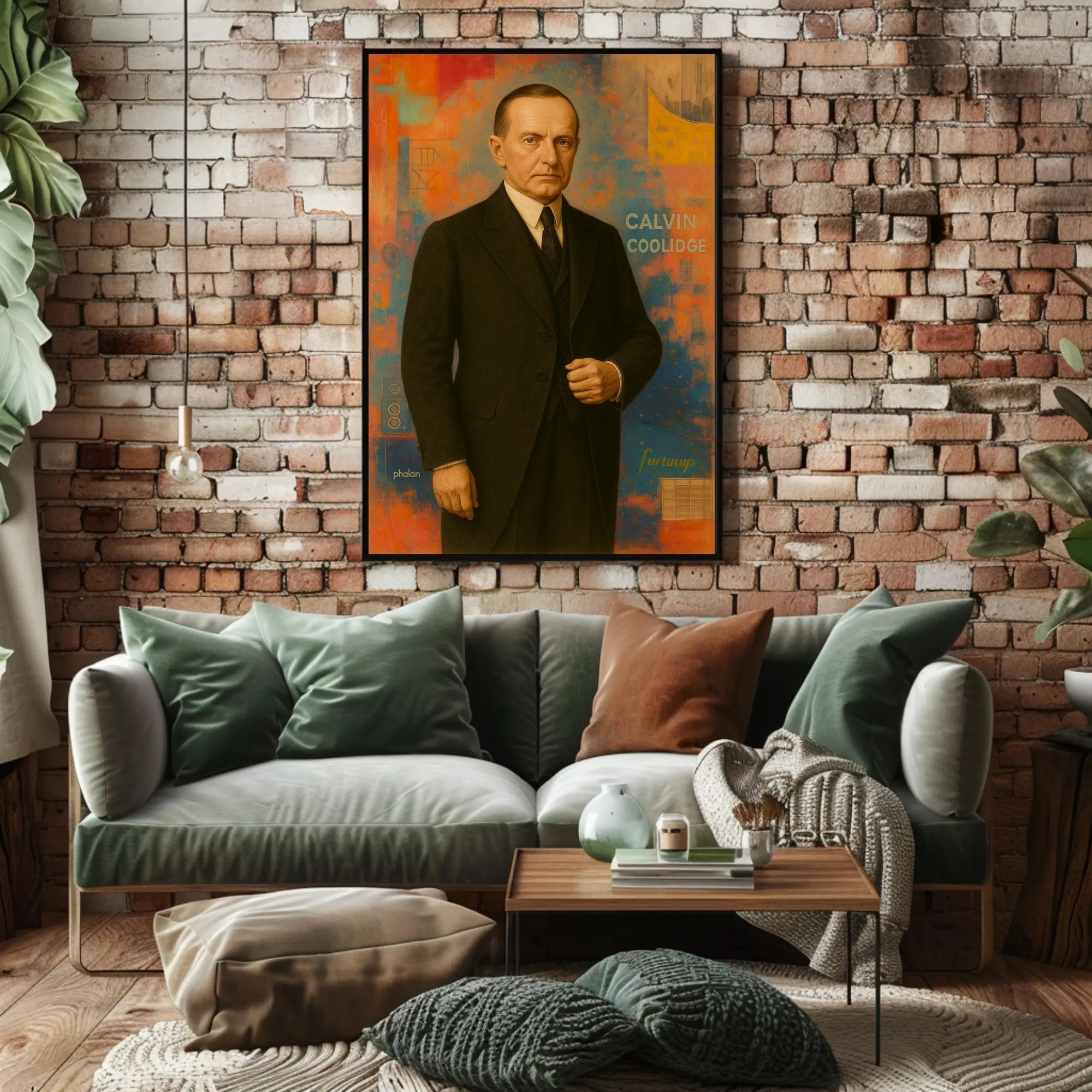 Calvin Coolidge Portrait Abstract Artistic Pop Culture Poster