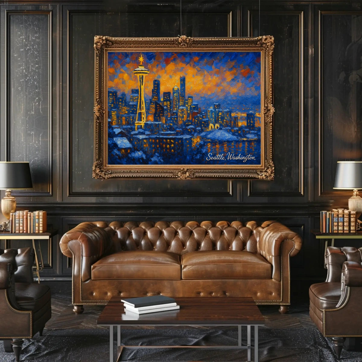 Seattle Skyline at Dusk Poster