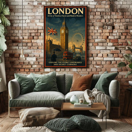 London's Iconic Landmarks Vintage Travel Poster Art