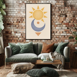 Stylized Sun and Moon Abstract Artistic Poster