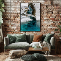 Serene Winter River with Icy Archway - National Park Poster