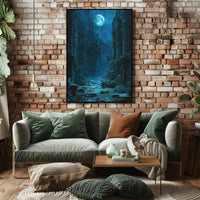 Moonlit Ruins: Enchanted Scene of Ancient Civilization Fantasy Poster PosterGoat