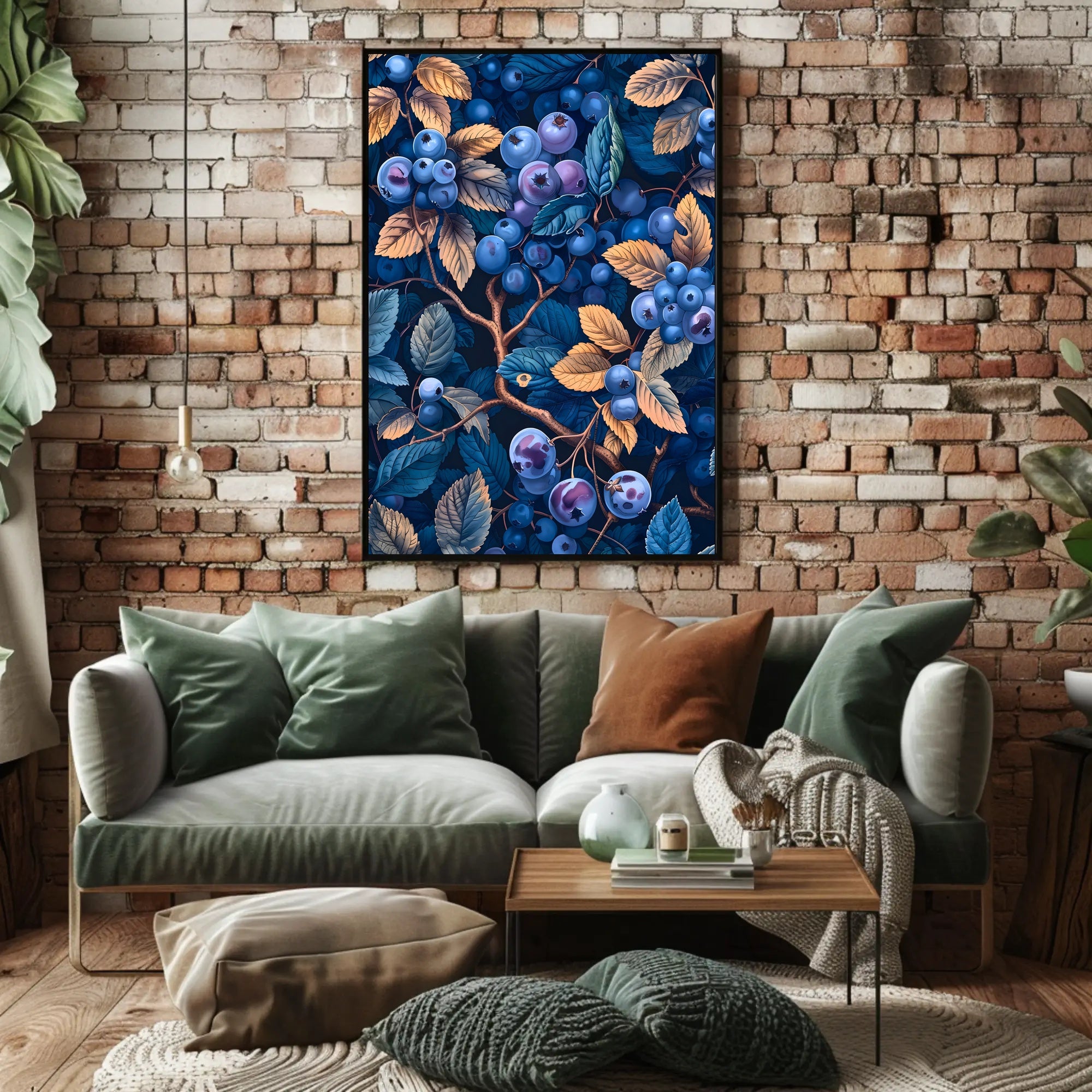 Blueberries and Foliage Artistic Design Artistic Poster