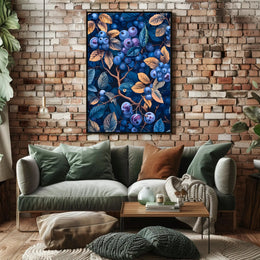 Blueberries and Foliage Artistic Design Artistic Poster