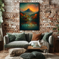 Majestic Autumn Mountain: Artistic Poster