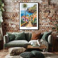 Madeira Coastal Landscape in Watercolor Travel Poster PosterGoat