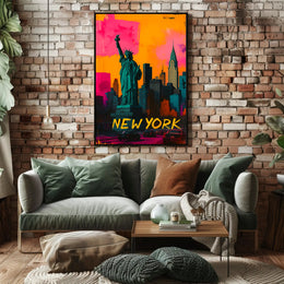 Statue of Liberty Pop Art Urban Cityscape Poster