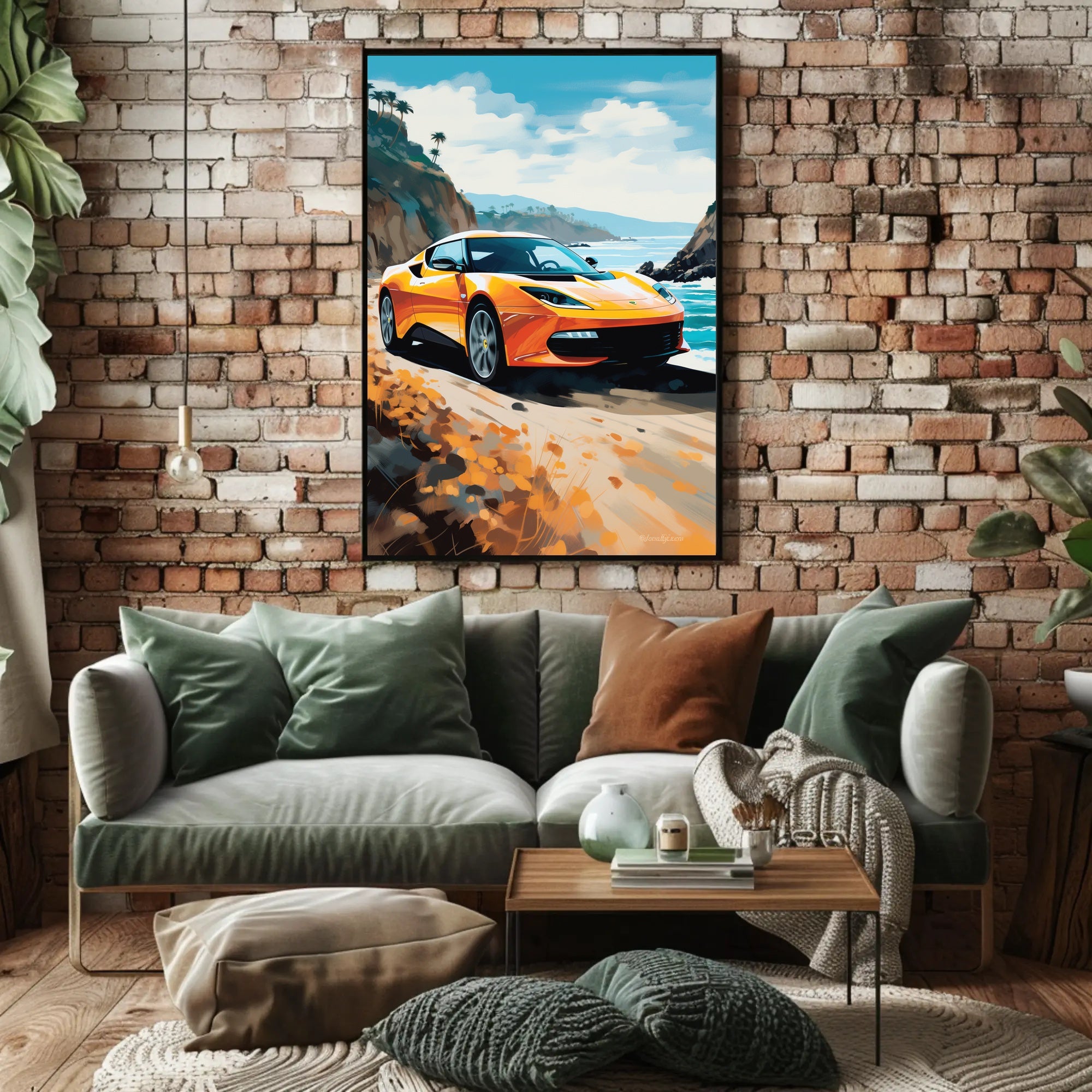 Modern Sports Car Adventure Coastal Road Travel Poster