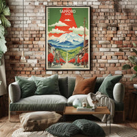 Stylized Sapporo Japan Travel Poster Wall Art Print