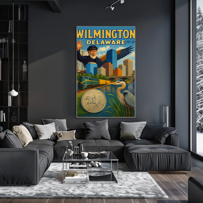 Wilmington Delaware Sailor Heron Train Travel Poster