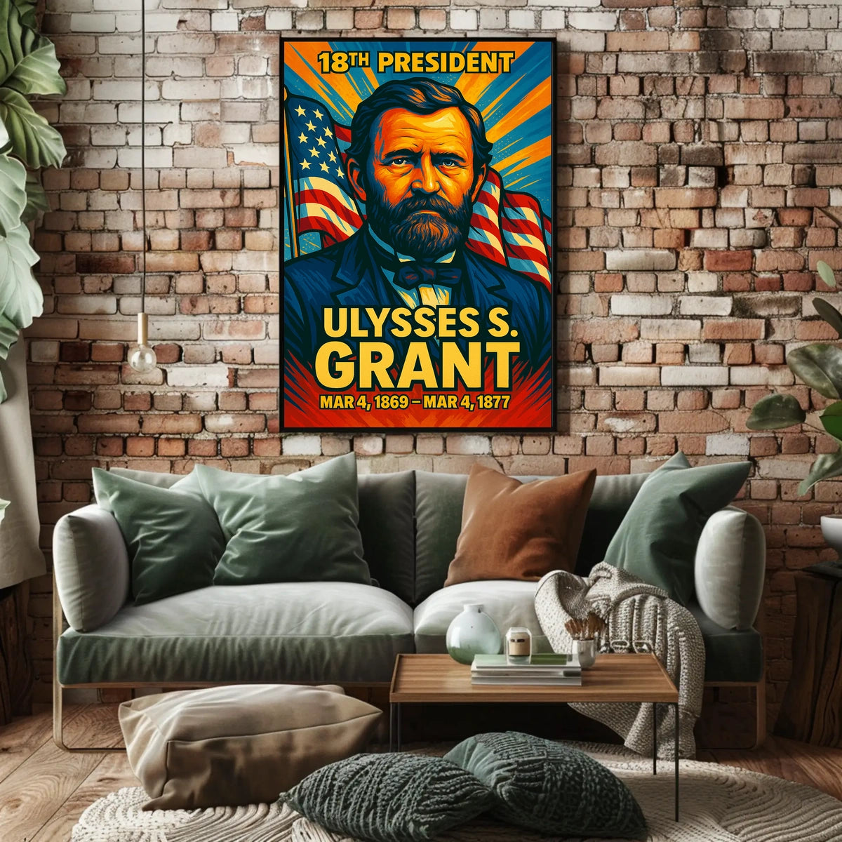 Ulysses S. Grant 18th President of the United States Colorful Comic Book Style Poster