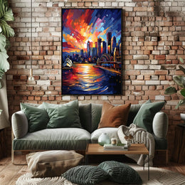 Vivid Cityscape At Sunset Poster