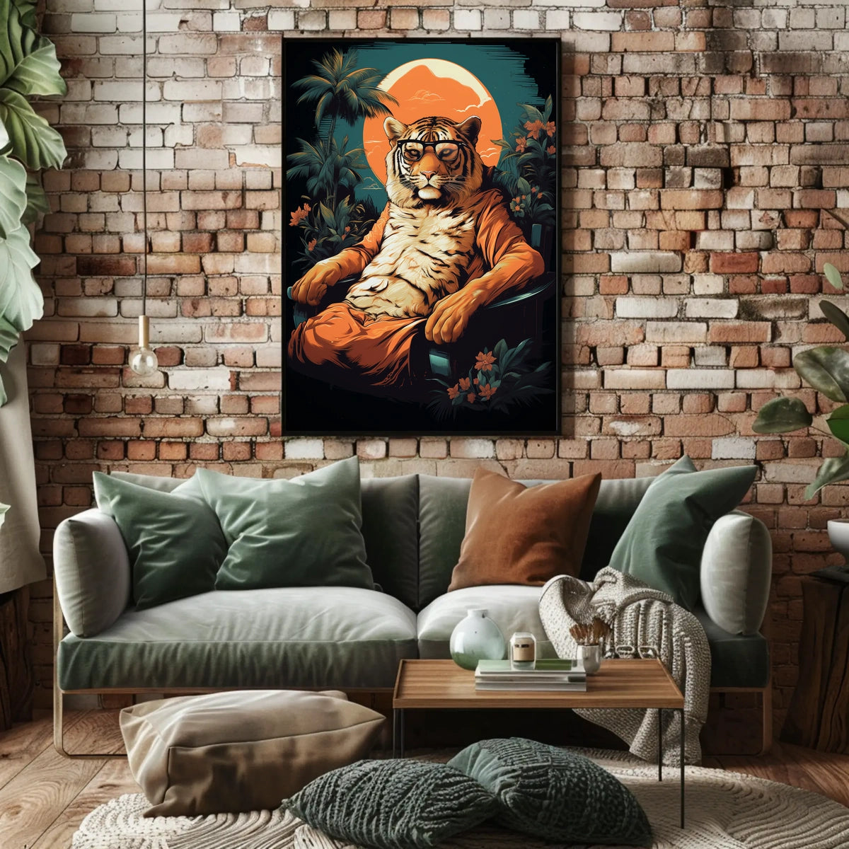 Relaxed Tiger in Sunglasses Animal Poster