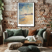 Huntington Beach Pier Watercolor Travel Poster PosterGoat