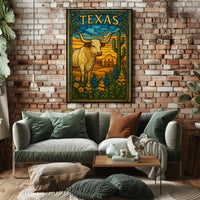 Texas Stained Glass Art Poster