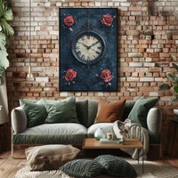 Ornate Vintage Clock and Roses Wall Art Artistic Poster