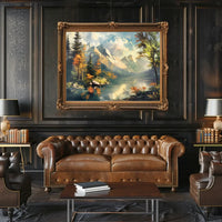 Serene Mountain Landscape Autumn Impressionistic Art Poster