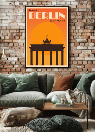 Brandenburg Gate Vintage Travel Print: Iconic Berlin Landmark Poster