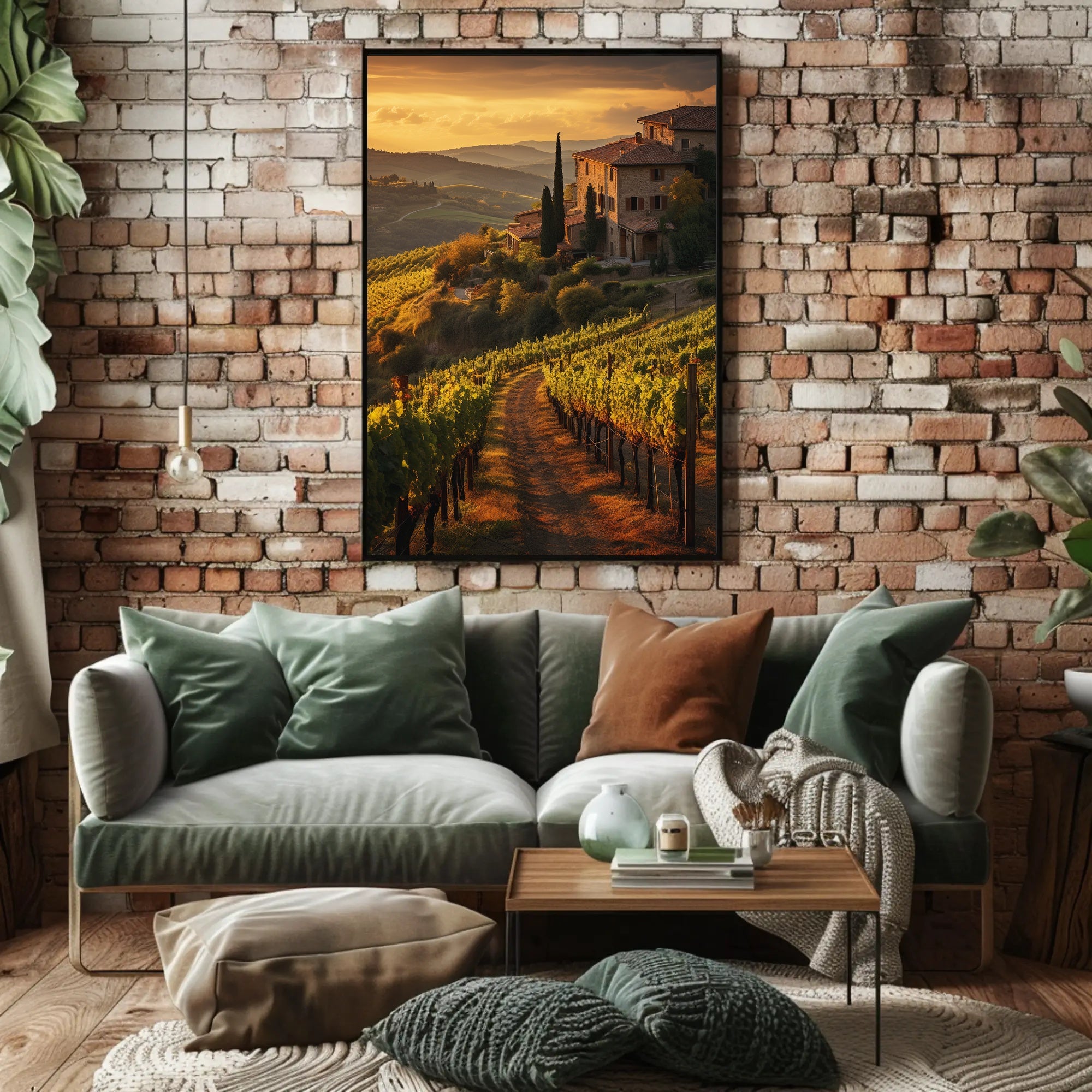 Tuscany Vineyards Sunset Travel Poster