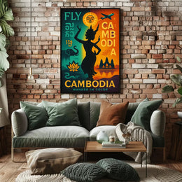 Vibrant Retro Cambodian Travel Adventure Poster PosterGoat