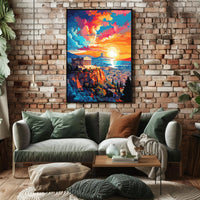 Ancient Greek Temple at Sunset Cultural or Heritage Poster