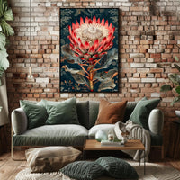 King Protea Botanical Art: Abstract or Artistic Poster