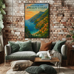 Amalfi Coast Sunset: Romantic Travel Poster