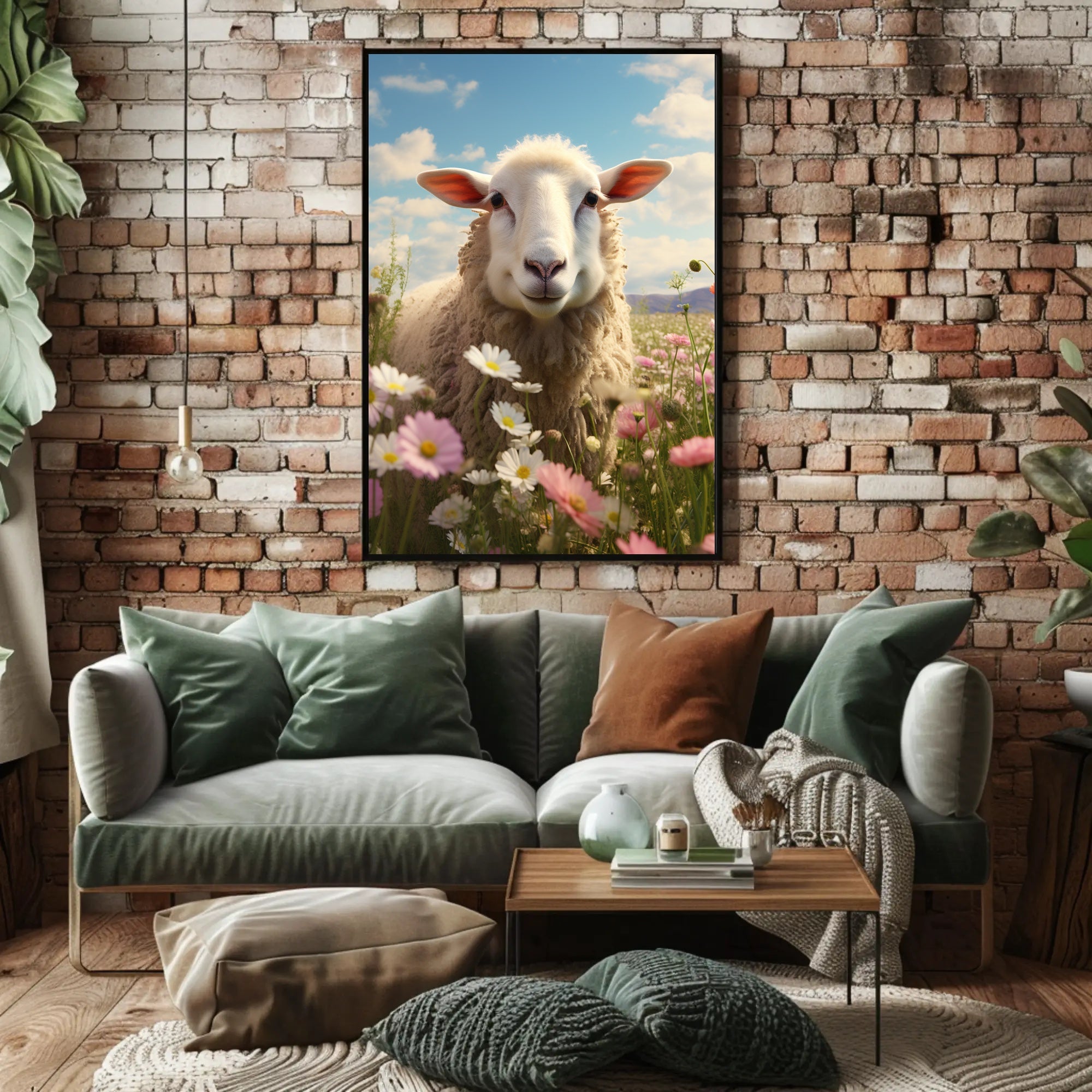 Serene Sheep In Bloom Poster PosterGoat