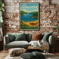 Lake Charlevoix Escape: Vintage Travel Poster
