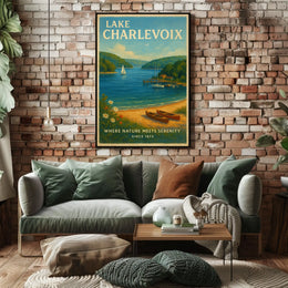 Lake Charlevoix Escape: Vintage Travel Poster